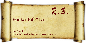 Ruska Béla névjegykártya